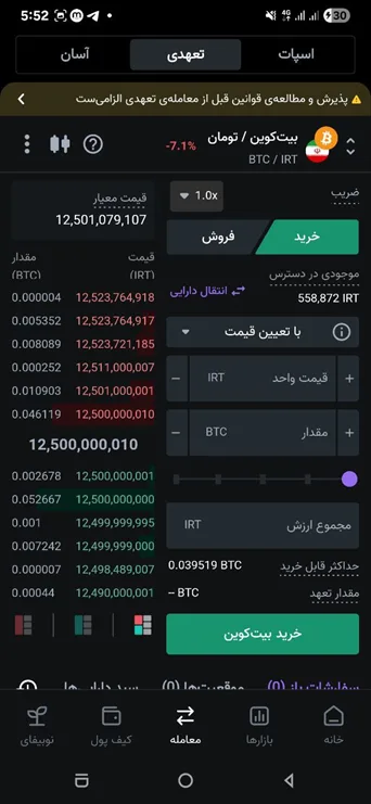 معامله تعهدی در نوبیتکس